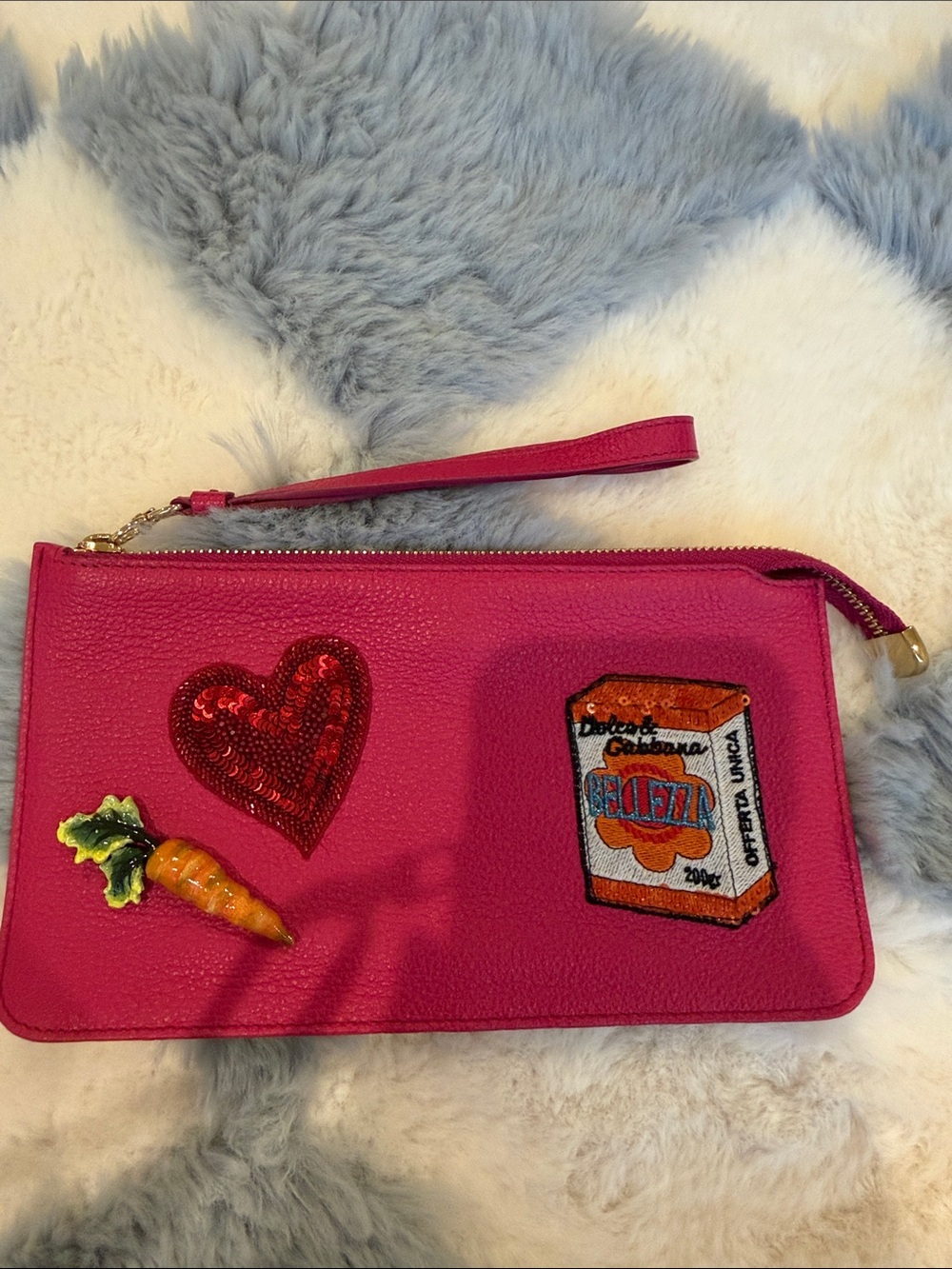 Authentic Dolce & Gabbana Sequin Heart & Patch Wristlet